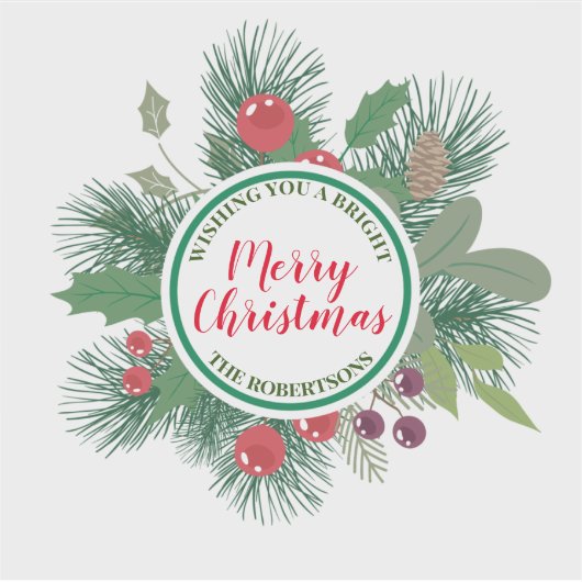 Winter Greenery Wreath Merry Kerstmis Sticker (Voorkant)