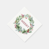 Winter Greenery Wreath Merry Paper Servet (Hoek)
