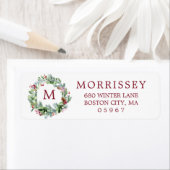 Winter Greenery Wreath Return Address Etiket (Insitu)