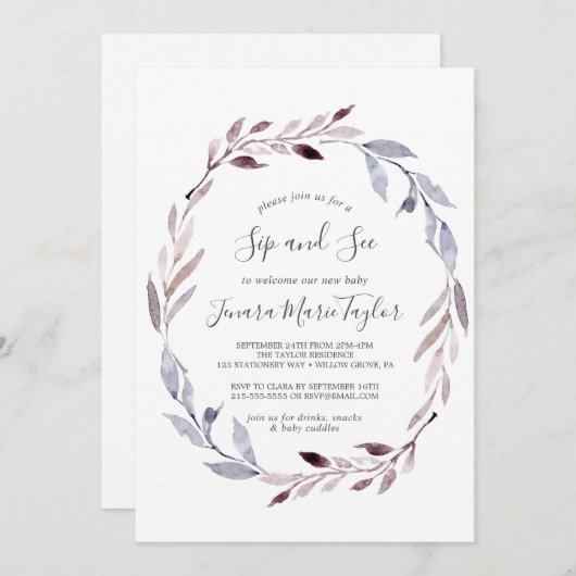 Winter Greenery Wreath Sip en See Kaart (Voorkant / Achterkant)