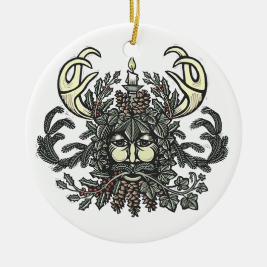 Winter-Greenman-versiering Keramisch Ornament (Voorkant)