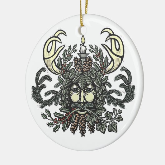 Winter-Greenman-versiering Keramisch Ornament (Links)