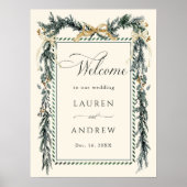 Winter Greens Garland Wedding Welcome Ivory Poster (Voorkant)