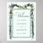 Winter Greens Garland Wedding Welcome Mint Green Poster (Voorkant)