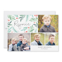 Winter Greens Holiday Multi Photo Card