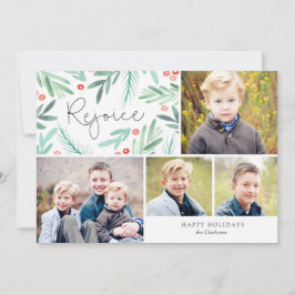 Winter Greens Holiday Multi Photo Card Feestdagenkaart