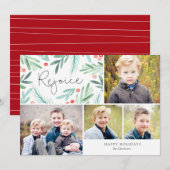 Winter Greens Holiday Multi Photo Card Feestdagenkaart (Voorkant / Achterkant)