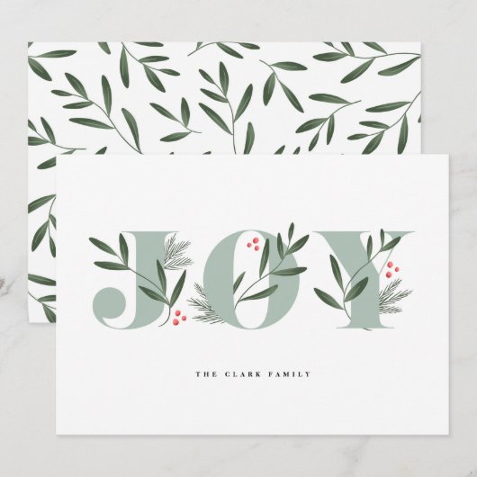 Winter Greens Joy Holiday Kaarten (Voorkant / Achterkant)