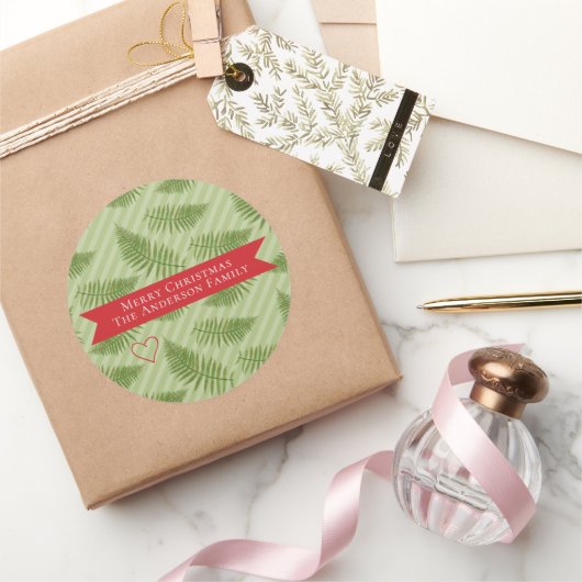 Winter Greens Kerstfeestdag Ronde Sticker (Geschenken)