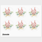 Winter Greens Red Berries kerstfeestdag Ronde Sticker (Vel)