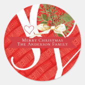 Winter Greens Red Joy kerstfeestdag Ronde Sticker (Voorkant)