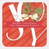 Winter Greens Red Joy kerstfeestdag Vierkante Sticker (Voorkant)