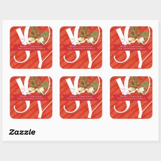 Winter Greens Red Joy kerstfeestdag Vierkante Sticker (Vel)