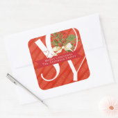 Winter Greens Red Joy kerstfeestdag Vierkante Sticker (Envelop)