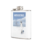 Winter Greetings. Female elf walking in the snow Heupfles (Links)