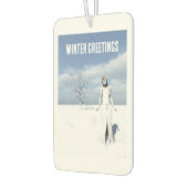 Winter Greetings. Female elf walking in the snow  Luchtverfrisser (Links)