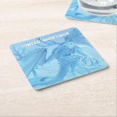 Winter Greetings. Ice dragon with antlers Kartonnen Onderzetters (Schuin)