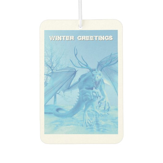 Winter Greetings. Ice dragon with antlers Luchtverfrisser (Voorkant)