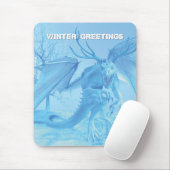 Winter Greetings. Ice dragon with antlers Muismat (Met muis)