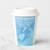 Winter Greetings. Ice dragon with antlers Papieren Bekers (Achterkant)