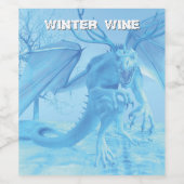 Winter Greetings. Ice dragon with antlers Wijn Etiket (Enkel label)
