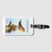 Winter Greetings. Robin singing  Bagagelabel (Voorkant (horizontaal))