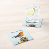 Winter Greetings. Robin singing Kartonnen Onderzetters (Insitu)