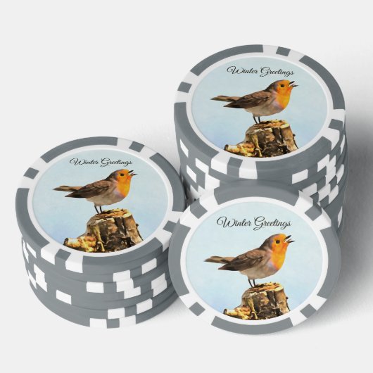 Winter Greetings. Robin singing  Poker Chips (Opstapeling)