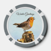 Winter Greetings. Robin singing  Poker Chips (Achterkant)