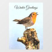 Winter Greetings. Robin singing Raamsticker (Vel)
