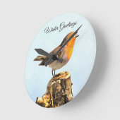 Winter Greetings. Robin singing  Ronde Klok (Hoek)