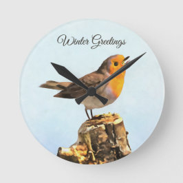 Winter Greetings. Robin singing  Ronde Klok