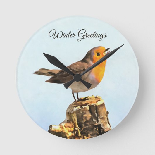 Winter Greetings. Robin singing  Ronde Klok (Voorkant)