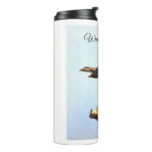 Winter Greetings. Robin singing  Thermosbeker (Gedraaid links)