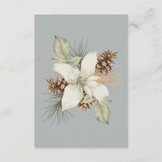 Winter Grijs Details RSVP Website Bruiloft Informatiekaartje (Achterkant)