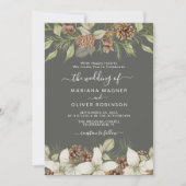 Winter Grijs Elegant Script Bruiloft Kaart (Voorkant)