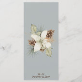 Winter Grijs Elegant Script Bruiloft Menu (Achterkant)