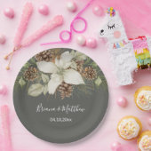 Winter Grijs Elegant Script Bruiloft Papieren Bordje (Feest)