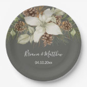 Winter Grijs Elegant Script Bruiloft Papieren Bordje (Voorkant)