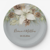 Winter Grijs Elegant Script Bruiloft Papieren Bordje (Voorkant)