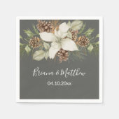 Winter Grijs Elegant Script Bruiloft Servet (Voorkant)