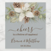 Winter Grijs Elegant Script Bruiloft Wijn Etiket (Enkel label)