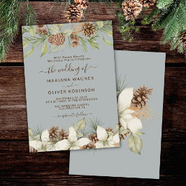 Winter Grijs Elegante Script Bruiloft Kaart