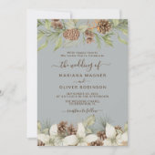 Winter Grijs Elegante Script Bruiloft Kaart (Voorkant)