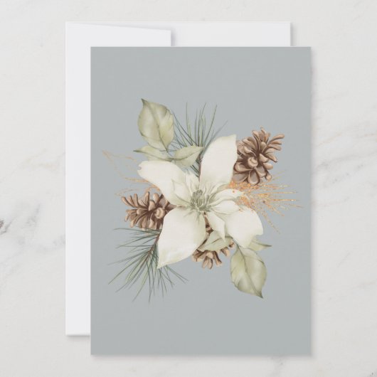 Winter Grijs Elegante Script Bruiloft Kaart (Achterkant)