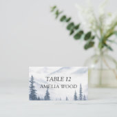 Winter Grijze Bergen Bruiloft Plaatskaartje (Staand voorkant)