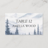Winter Grijze Bergen Bruiloft Plaatskaartje (Voorkant)