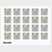 Winter grijze elegante script trouwgunst vierkante sticker (Vel)