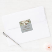 Winter grijze elegante script trouwgunst vierkante sticker (Envelop)