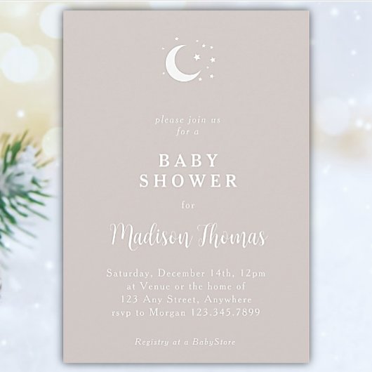 Winter grijze maan en sterren kaart